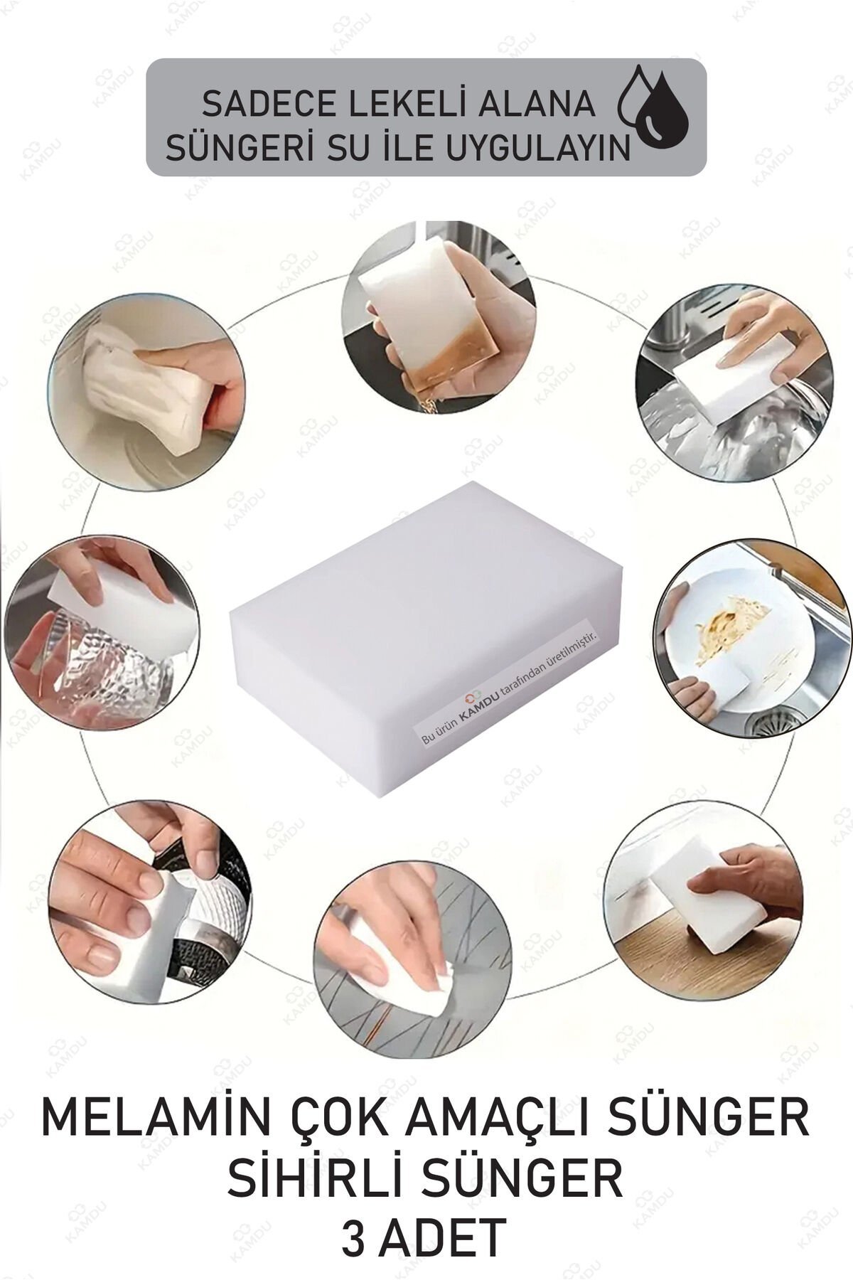 Mucit Home 3 Adet Melamin Sünger, Çizik Giderici Sünger, Duvar Temizleme Süngeri, Silgi Sünger, Sihirli Sünger