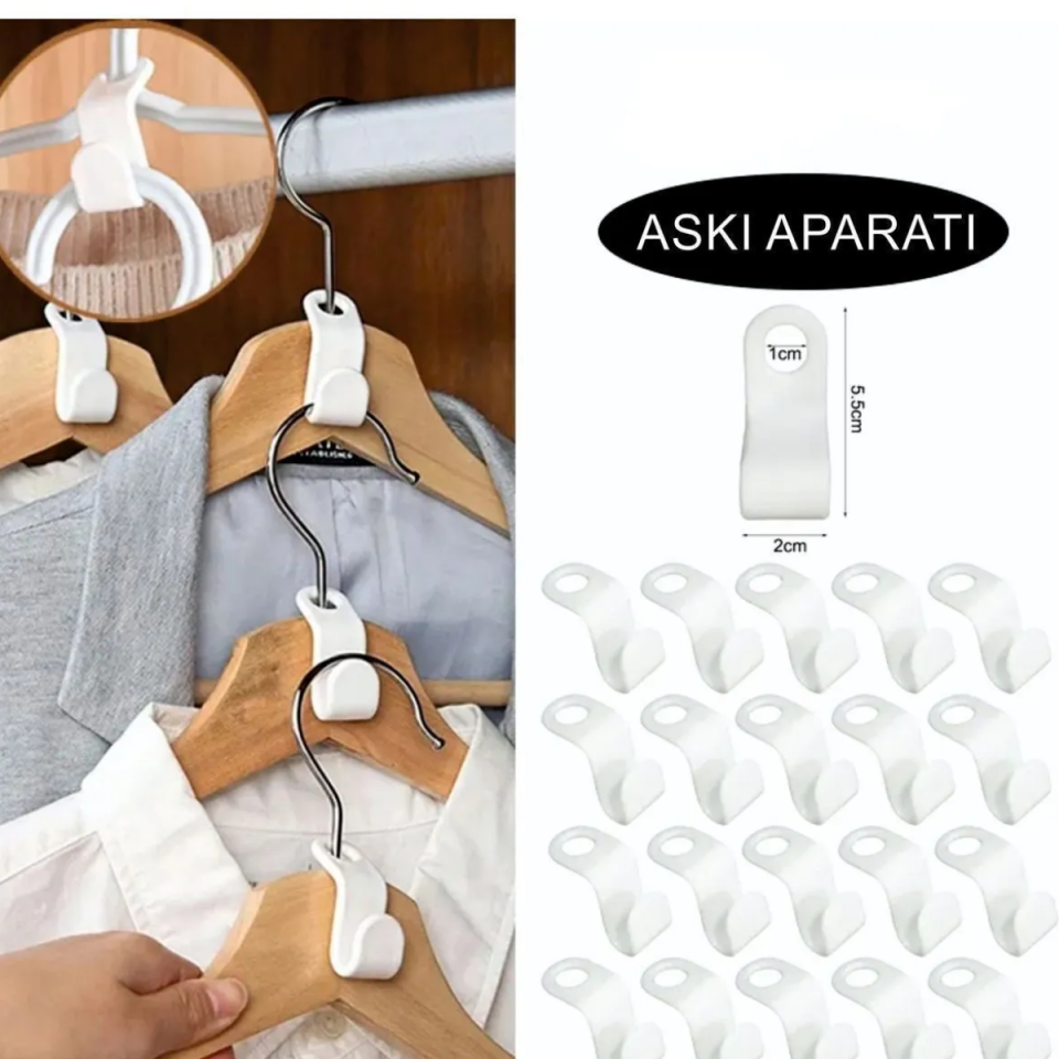 Mucit Home 20 Adet Dolap Içi Düzenleyici  Giysi Askı Kancası Askı Çoklayıcı
