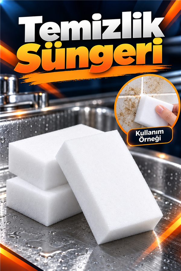 Mucit Home 3 Adet Melamin Sünger, Çizik Giderici Sünger, Duvar Temizleme Süngeri, Silgi Sünger, Sihirli Sünger