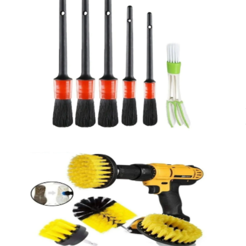 Mucit Home   Araç Iç Ve Dış Matkap Ucu Uyumlu Detaylı Bakım Fırça Temizleme Seti Toplam  9 Parça