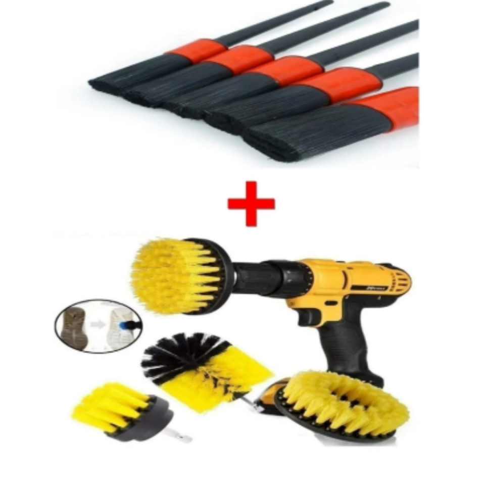 Mucit Home   Araç Iç Ve Dış Matkap Ucu Uyumlu Detaylı Bakım Fırça Temizleme Seti Toplam  9 Parça