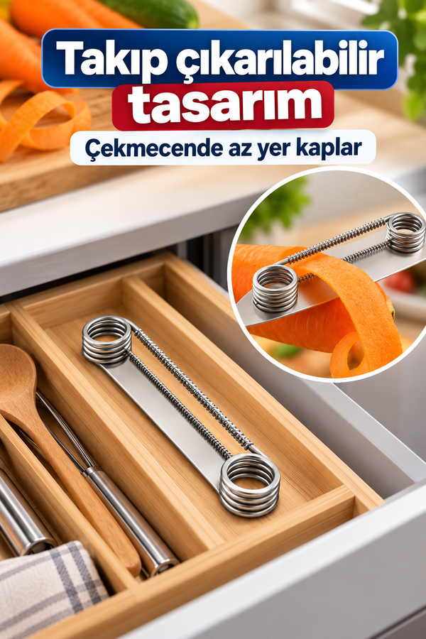 Mucit Home 2 Adet Bıçak İçin Sebze Meyve Soyma Aparatı – Paslanmaz Çelik Yaylı Soyacak Aparatı, Pratik Patates Havuç Salatalık Soyucu