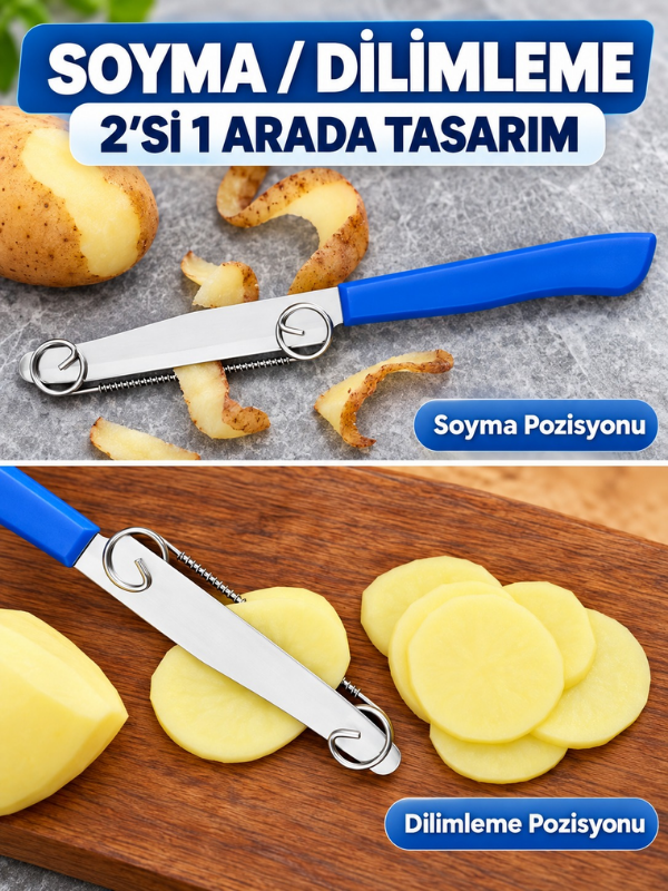 Mucit Home 2 Adet Bıçak İçin Sebze Meyve Soyma Aparatı – Paslanmaz Çelik Yaylı Soyacak Aparatı, Pratik Patates Havuç Salatalık Soyucu