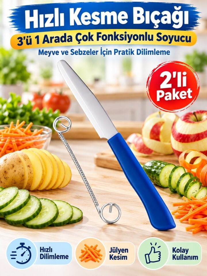 Mucit Home 2 Adet Bıçak İçin Sebze Meyve Soyma Aparatı – Paslanmaz Çelik Yaylı Soyacak Aparatı, Pratik Patates Havuç Salatalık Soyucu