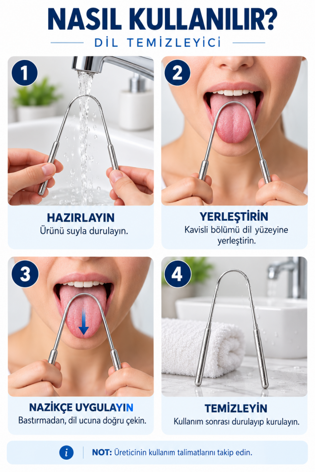Mucit Home Çelik Dil Sıyırıcı Temizleme Aparatı Dil Kazıma Çubuğu Temizleyici Kazıyıcı