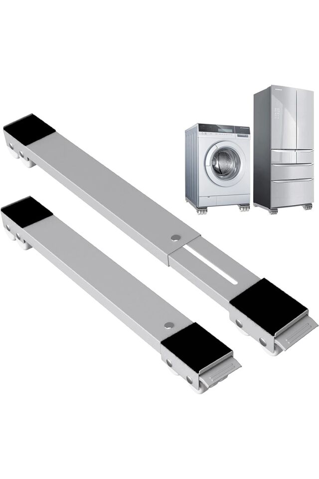 Mucit Home Teleskopik Tekerlekli Beyaz Eşya Altlığı Ayarlanabilir Çamaşır Makinesi BuzdolabıTaşıyıcı