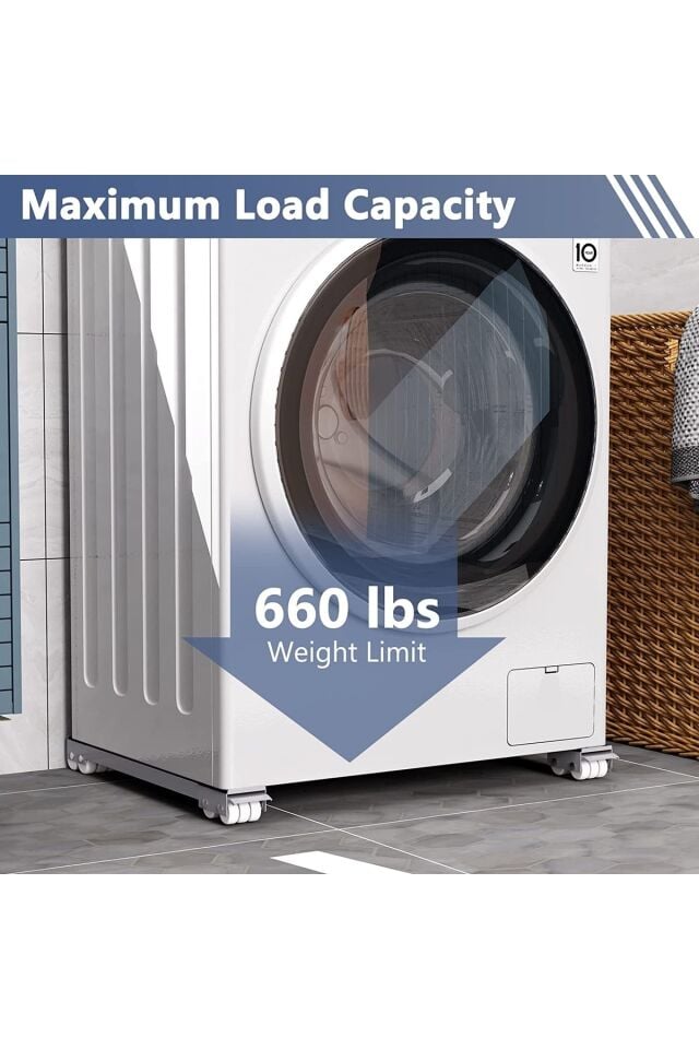 Mucit Home Teleskopik Tekerlekli Beyaz Eşya Altlığı Ayarlanabilir Çamaşır Makinesi BuzdolabıTaşıyıcı