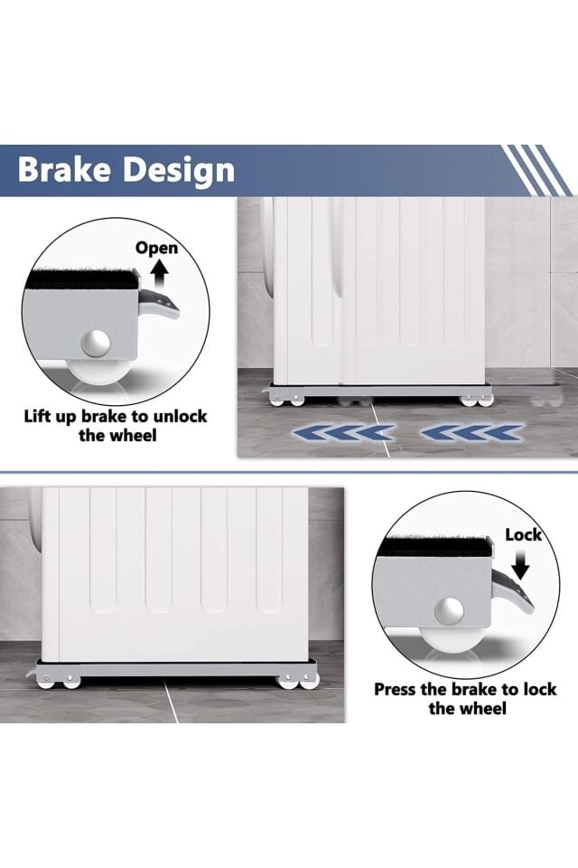 Mucit Home Teleskopik Tekerlekli Beyaz Eşya Altlığı Ayarlanabilir Çamaşır Makinesi BuzdolabıTaşıyıcı