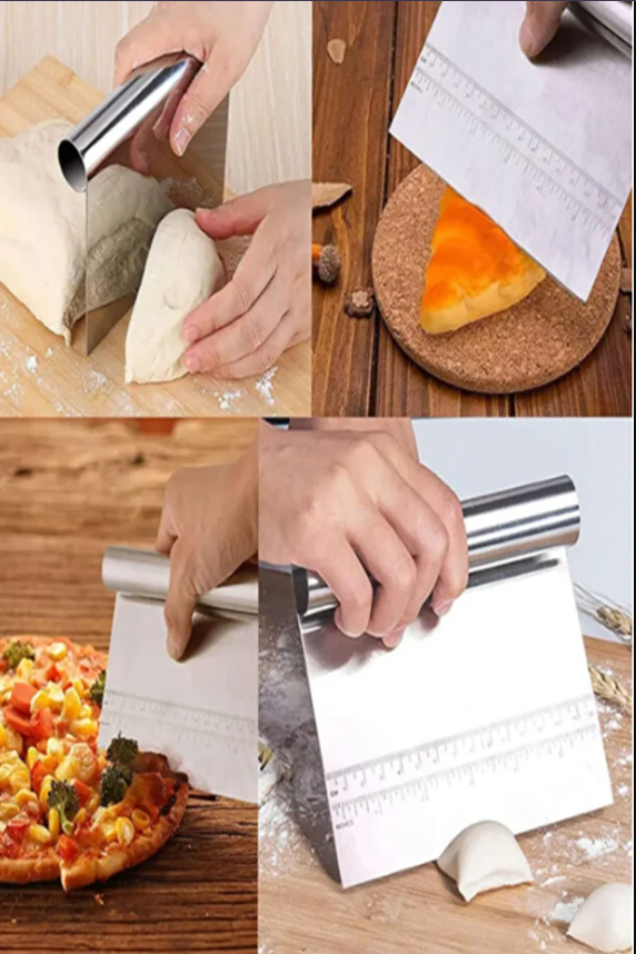 Mucit Home Paslanmaz Çelik Hamur Kesici, Kazıyıcı ve Porsiyonlayıcı Ölçülü 14.5 CM Saplı Masterchef