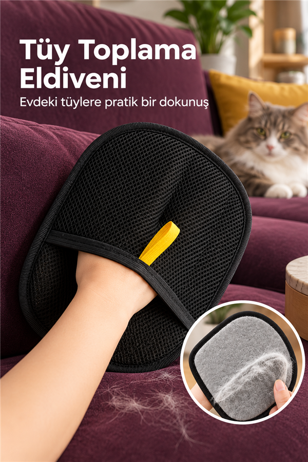 Kedi Köpek Kıyafet Koltuk Tüy,Toz,Tiftik Toplama Eldiven Yıkanabilir Tüy Temizleme