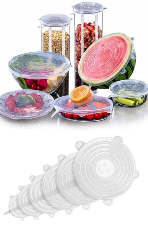 Mucit Home Silikon Kapak 6 Adet Esnek Silikon Kapak 6 Boy Tekrar Kullanılabilir Streç Kapak