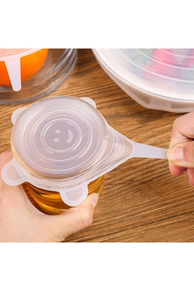 Mucit Home Silikon Kapak 6 Adet Esnek Silikon Kapak 6 Boy Tekrar Kullanılabilir Streç Kapak