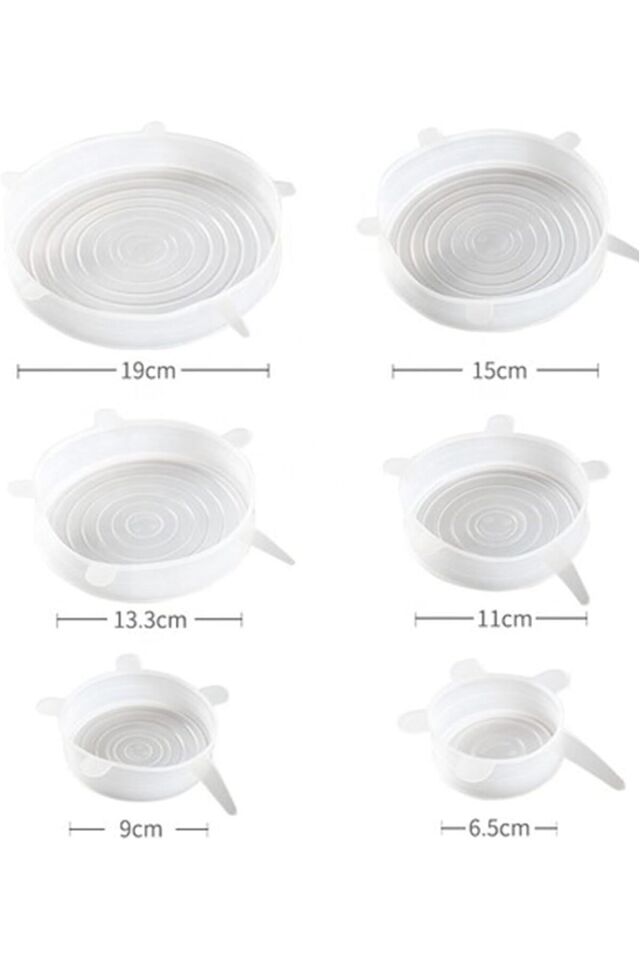 Mucit Home Silikon Kapak 6 Adet Esnek Silikon Kapak 6 Boy Tekrar Kullanılabilir Streç Kapak
