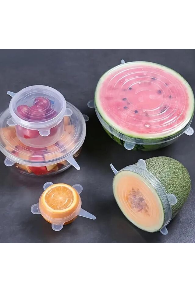 Mucit Home Silikon Kapak 6 Adet Esnek Silikon Kapak 6 Boy Tekrar Kullanılabilir Streç Kapak