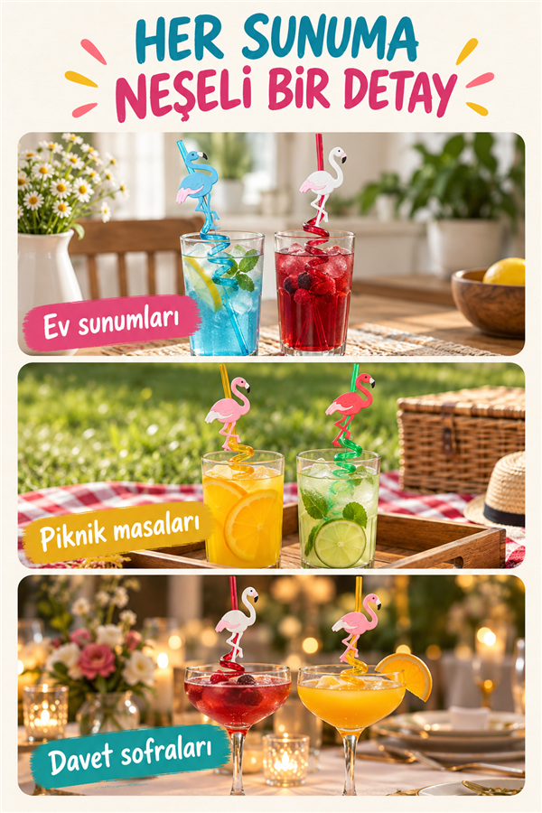 Mucit Home Sevimli Renkli Emojili Pipet- Kokteyl Ev Dekorasyon Renkli Pipet 4 Lü Figürlü Parti Doğum Günü