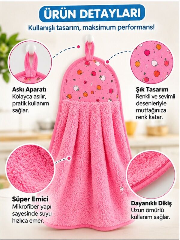 Mucit Home Mutfak Havlusu 3 Adet Süper Emici  Kurutma Havlusu Asılabilir