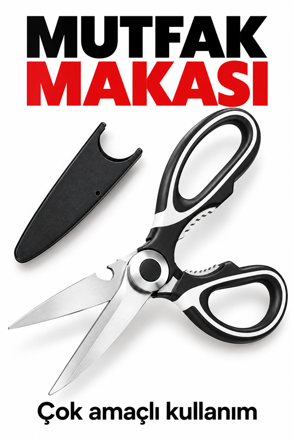 Mucit Home   Paslanmaz Çelik Ultra Keskinleştirilmiş Mutfak Makası Çok Amaçlı Balık Et Sebze Makası