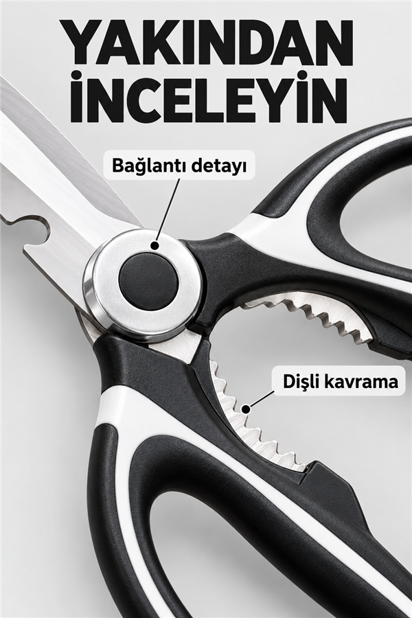 Mucit Home   Paslanmaz Çelik Ultra Keskinleştirilmiş Mutfak Makası Çok Amaçlı Balık Et Sebze Makası