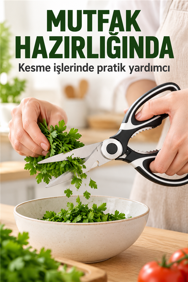 Mucit Home   Paslanmaz Çelik Ultra Keskinleştirilmiş Mutfak Makası Çok Amaçlı Balık Et Sebze Makası