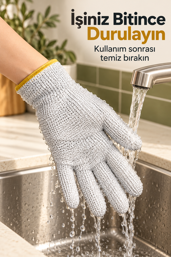 Mucit Home  Su Geçirmez Telli Bulaşık Eldiveni – Sihirli Temizlik, 1 Adet