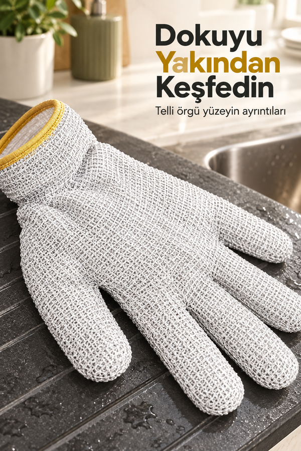 Mucit Home  Su Geçirmez Telli Bulaşık Eldiveni – Sihirli Temizlik, 1 Adet