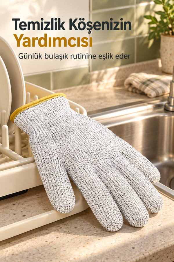 Mucit Home  Su Geçirmez Telli Bulaşık Eldiveni – Sihirli Temizlik, 1 Adet