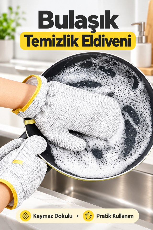 Mucit Home  Su Geçirmez Telli Bulaşık Eldiveni – Sihirli Temizlik, 1 Adet