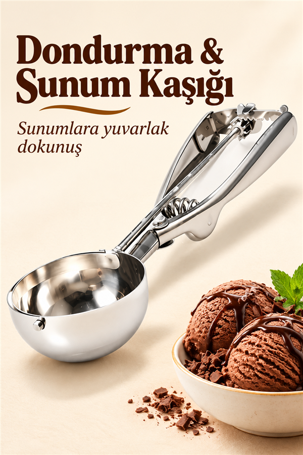 Mucit Home   Paslanmaz Çelik Kurabiye Helva Dondurma Servis Sunum Kaşığı