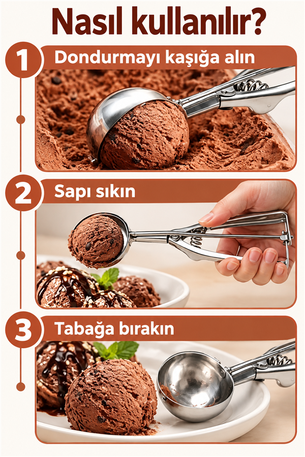 Mucit Home   Paslanmaz Çelik Kurabiye Helva Dondurma Servis Sunum Kaşığı
