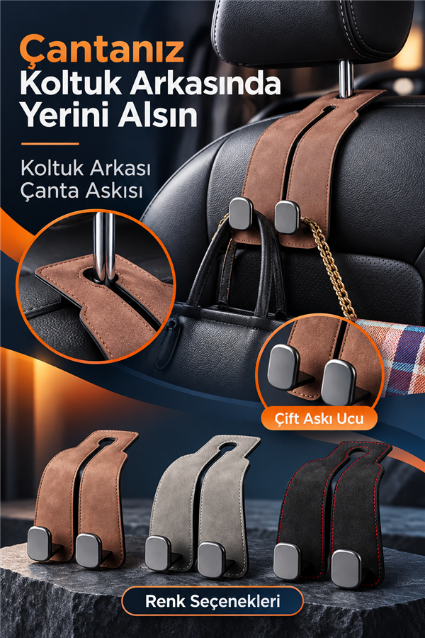 Mucit Home Araç Koltuk Arkası Poşet Askısı -Telefon Tutucu