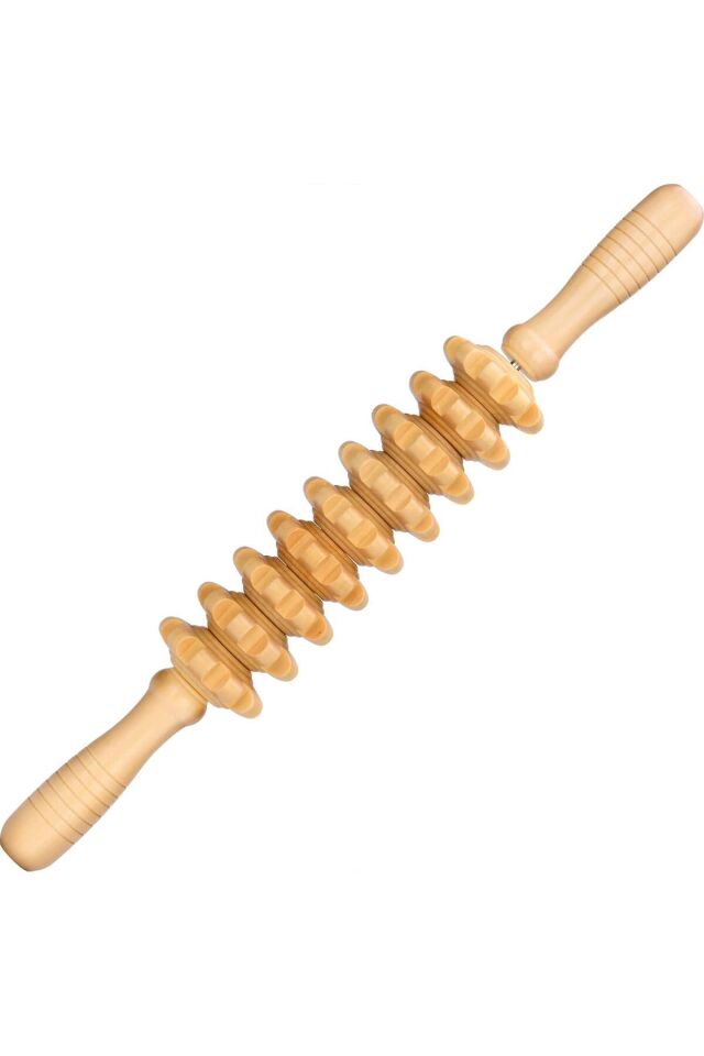 Mucit Home Medikal Ahşap Masaj Merdanesi Bel Boyun Sırt Bacak Masaj Aleti Selült Giderici 1.Kalite