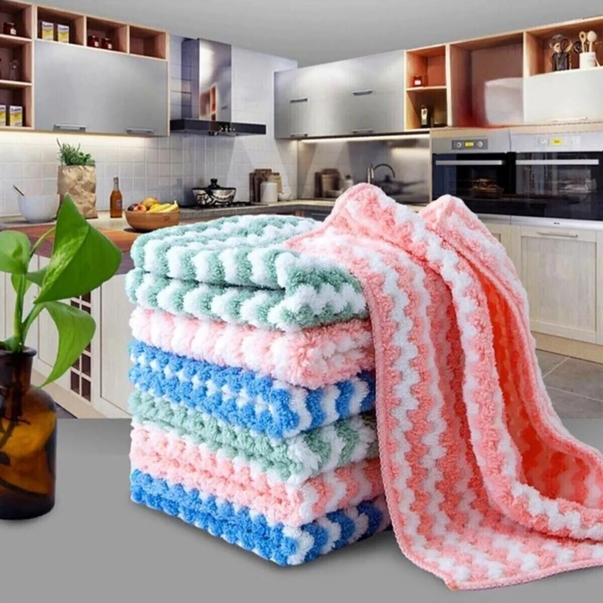 Mucit Home 3 adet Mikrofiber Yumuşak Dokulu 30*30 Cm Mutfak Bezi Leke Tutmaz Koku Yapmaz