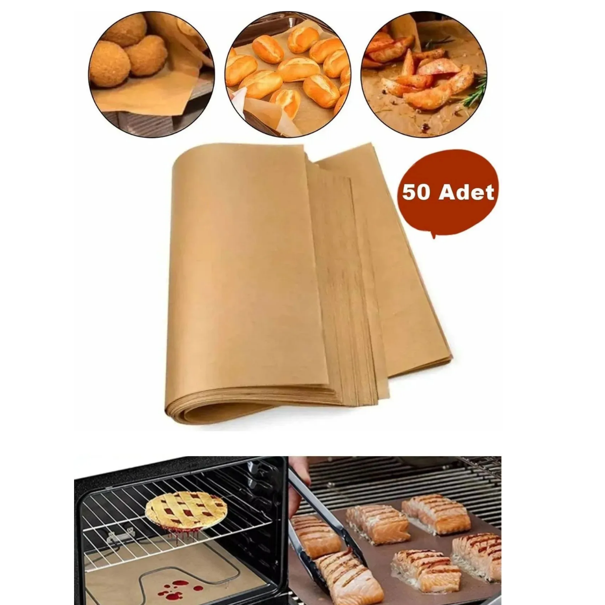 Mucit Home Fırınlanabilir Kendinden Yağlı Pişirme Kağıdı 30x40 Tek Kullanımlık