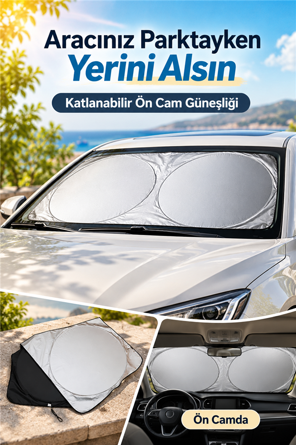 Tüm Araçalara Uygun Oto Ön Cam Güneşliği - Numaratör Hediyeli
