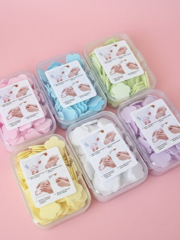 Mucit Home Renkli Taşınabilir Tek Kullanımlık Sabun - Kutusu Seyahat ve Günlük Kullanım İçin Pratik El Sabunu