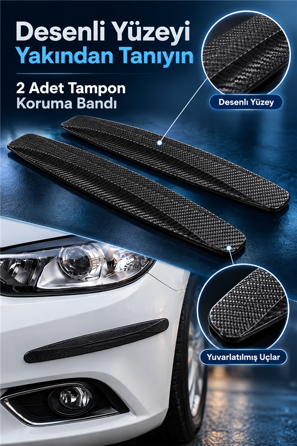 Mucit Home Araçlar İçin Dayanıklı 2 Adet Esnek Tampon Koruma Bandı Çizik Darbe ve Mini Hasar Çarpma Önleyici
