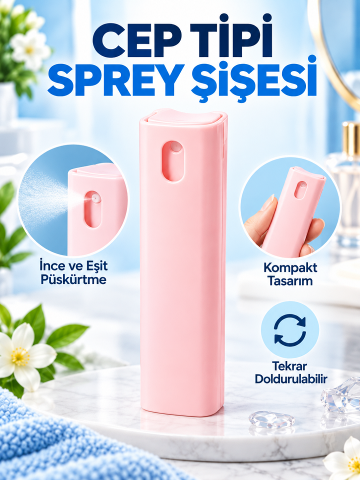 Mucit Home Doldurulabilir Taşınabilir Renkli Parfüm Kolanya Şişesi Plastik Cep Sprey Kutu