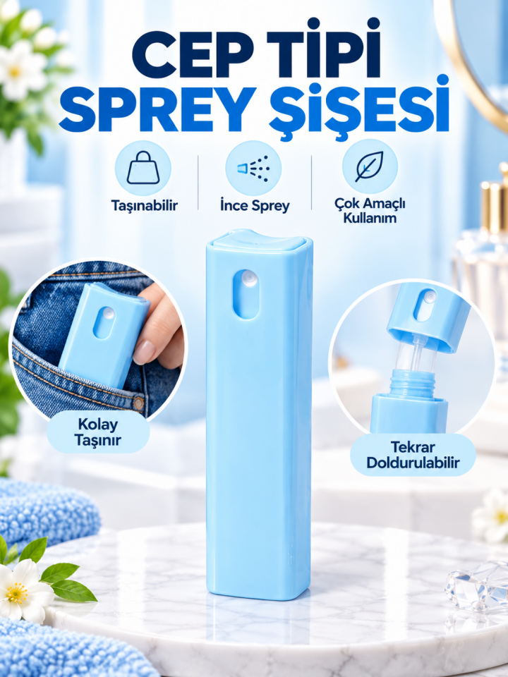 Mucit Home Doldurulabilir Taşınabilir Renkli Parfüm Kolanya Şişesi Plastik Cep Sprey Kutu