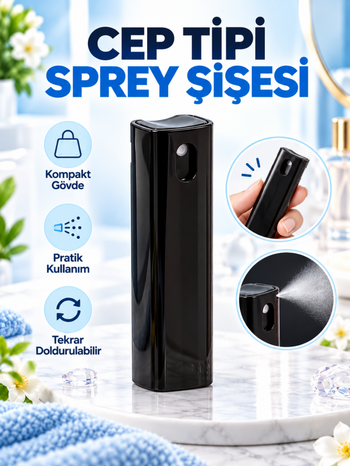 Mucit Home Doldurulabilir Taşınabilir Renkli Parfüm Kolanya Şişesi Plastik Cep Sprey Kutu