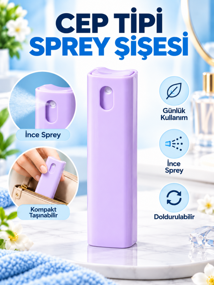 Mucit Home Doldurulabilir Taşınabilir Renkli Parfüm Kolanya Şişesi Plastik Cep Sprey Kutu