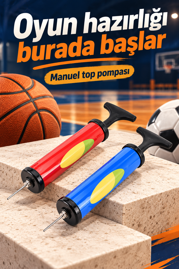 Mucit Home Premium Portatif Şişirme El Pompası Bisiklet Ve Top Hava Şişirme Aparatı