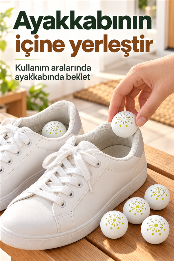 Mucit Home 6 Adet Ayakkabı Koku Giderici Top Seti Pratik Koku Önleyici ve Ferahlatıcı Ayakkabı İçin Top Seti