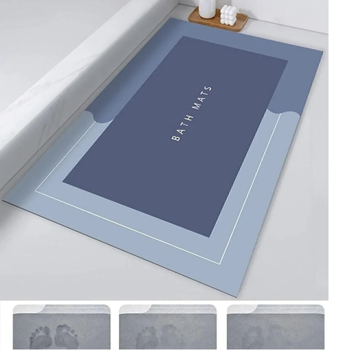 Mucit Home   Sihirli Su Emici Banyo Paspası Kaymaz Tabanlı Abdest Paspası Kare 3,5 Mm 40x60