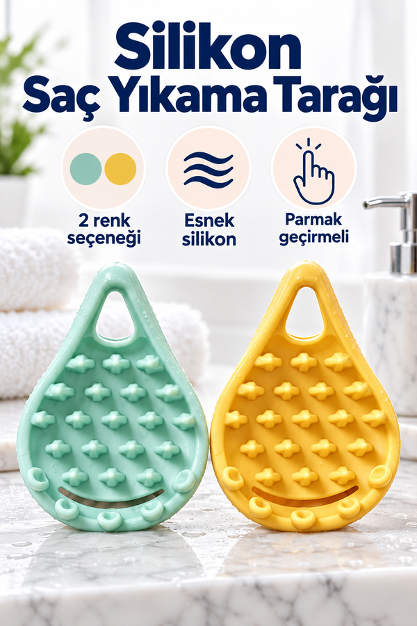 Mucit Home Yüksek Esneklikli Kafa Masaj Saç Yıkama Şampuan Arındırıcı Tarak