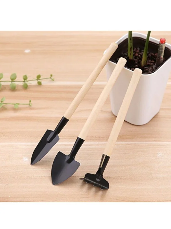 Mucit Home 3’lü Mini Bahçe Seti Kürek Tırmık Çapa El Aletleri Saksı, Balkon ve Çiçek Dikim Bahçe Malzemeleri