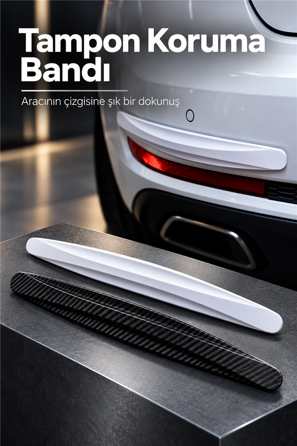 Mucit Home BEYAZ Araçlar İçin Dayanıklı 2 Adet Esnek Tampon Koruma Bandı Çizik Darbe ve Mini Hasar Çarpma Önleyici