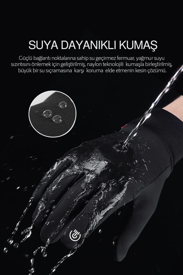 Mucit Home XL Soğuk Rüzgar Geçirmez Suya Dayanlıklı Dokunmatik Eldiven Parmak Korumalı MotorEldiveni