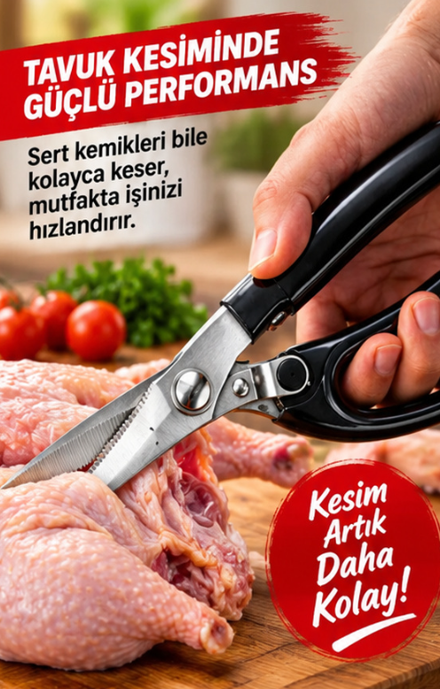 Mucit Home Paslanmaz Çelik Mutfak Makası Tavuk Makası Et Balık Kesici Profesyonel Makas