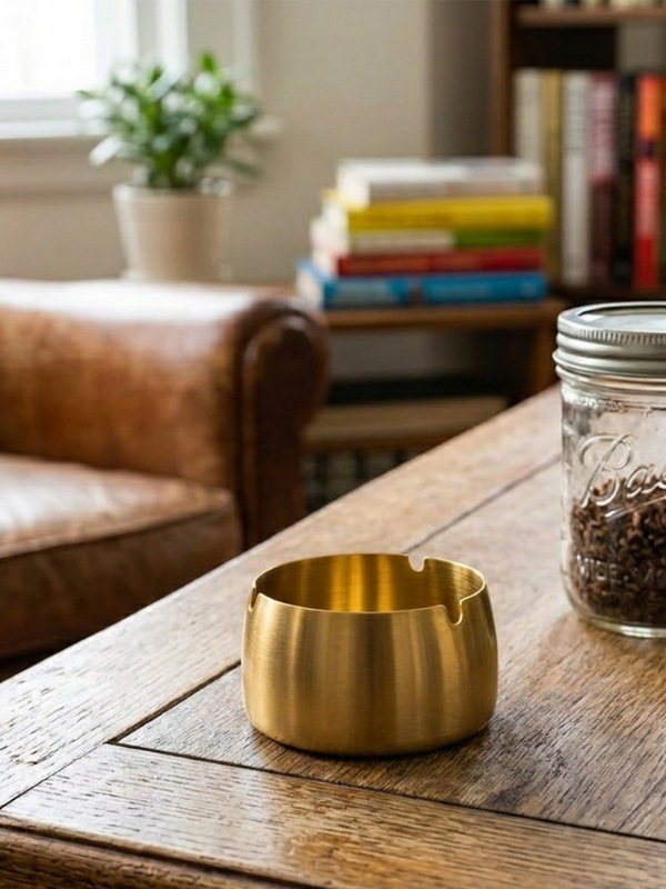 Mucit Home Gold Bombeli Paslanmaz Metal Küllük – Modern ve Şık Tasarım