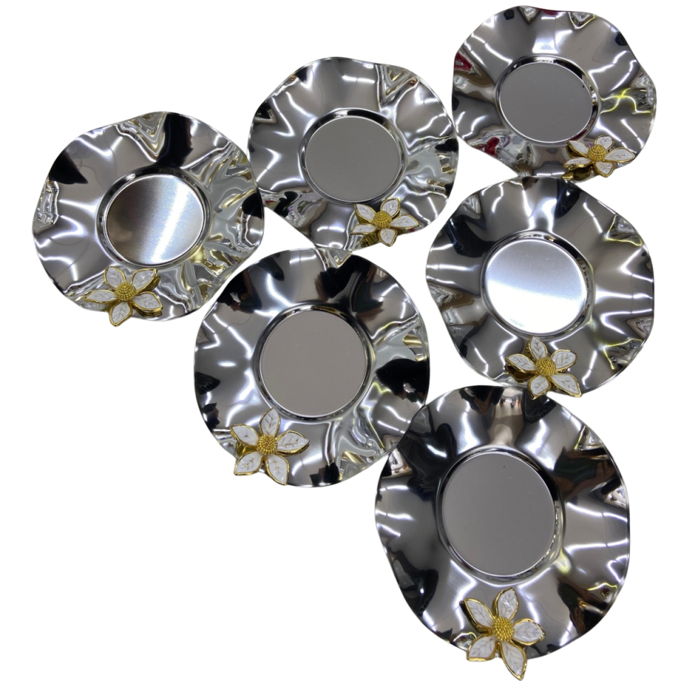 Mucit Home  6 lı  Gümüş Çay Tabağı